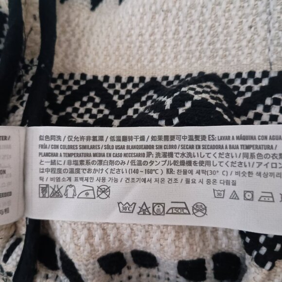 Abercrombie & Fitch Crop Tweed Fringe Black White Southwest Jacket Women's Sz S - Picture 11 of 16